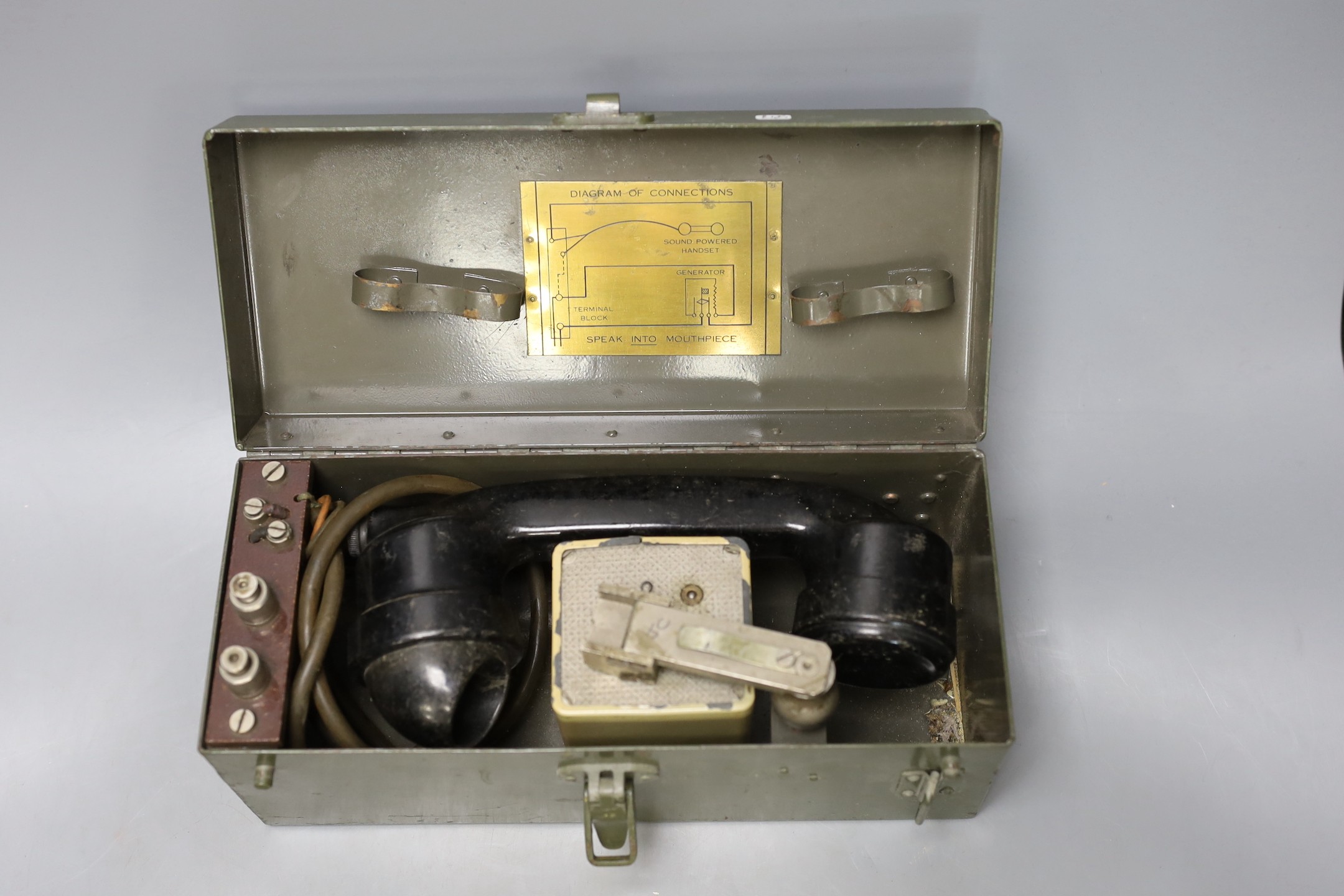 Two military field telephones